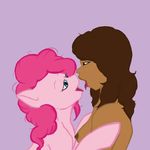  2015 areola blue_eyes breasts brown_eyes brown_hair brown_skin duo equine female female/female friendship_is_magic fur hair hi_res horse kissing mammal my_little_pony nipples nude open_mouth pink_fur pink_hair pinkie_pie_(mlp) pony purple_background saliva simple_background smile spinestem white_sclera 