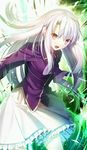  fate/grand_order fate/stay_night fate_(series) highres illyasviel_von_einzbern long_hair looking_at_viewer magic official_art open_mouth red_eyes resized shinooji silver_hair skirt solo upscaled waifu2x white_skirt 