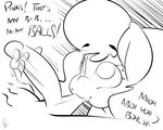  2015 anthro anthrofied ball_suck black_and_white dialogue duo earth_pony english_text equine female friendship_is_magic hair handjob horse male male/female mammal monochrome my_little_pony oral penis pinkie_pie_(mlp) pony sanders sex sucking text 