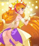  ;) amanogawa_kirara ass bad_id bad_pixiv_id cure_twinkle dated earrings ginko_(silver_fox) gloves go!_princess_precure jewelry long_hair looking_at_viewer low-tied_long_hair magical_girl multicolored_hair no_panties one_eye_closed orange_hair precure purple_eyes red_hair smile solo star star_earrings twintails two-tone_hair very_long_hair watermark web_address white_gloves 
