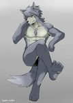  2015 abs anthro blush briefs bulge canine clothing dog fur grey_fur grey_hair hair kemo_nuka kouya male mammal mitsuhisa_aotsuki morenatsu nipples nude solo underwear yellow_eyes 