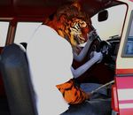  3d anthro car cgi digital_media_(artwork) feline male mammal omorashi peeing saberjackal_(artist) tiger urine vehicle 