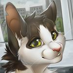  2015 ambiguous_gender anthro cat feline green_eyes headshot_portrait icon mammal notched_ear pink_nose portrait scar smile solo tril-mizzrim wayne whiskers 