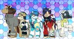  blue_hair clear_(dmmd) clothed clothing cringe crossover cutie_mark dramatical_murder earth_pony english_text equine feral friendship_is_magic gas_mask girly hair horse japanese_clothing koujaku long_hair looking_at_viewer machine male mammal mink_(dmmd) my_little_pony nitro+chiral noiz_(dmmd) pony ponypaws robot smile text video_games what why 