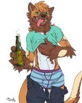  2015 alcohol alpha_channel beer beverage bulge clothing drunk food gorath green_eyes male pants pants_down penis_outline ruddrbtt shirt shirt_lift solo tongue tongue_out underwear 