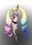  baseball_bat belt big_hair blonde_hair blue_hair boots cosplay dc_comics drill_hair eyepatch gloves gradient_hair gyosone harime_nui harley_quinn harley_quinn_(cosplay) kill_la_kill legwear_under_shorts long_hair midriff multicolored_hair navel open_mouth pantyhose pantyhose_under_shorts pink_hair short_shorts shorts single_glove solo suicide_squad torn_clothes torn_legwear trait_connection twin_drills twintails very_long_hair 