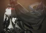  black_hair bow chain choker chromatic_aberration eyelashes fumizuki gothic_lolita hair_bow hand_on_own_chin kantai_collection lips lolita_fashion long_hair looking_up nail_polish profile red_eyes seaplane_tender_hime shinkaisei-kan solo 