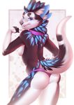  2015 anthro blue_eyes breasts butt canine clothing female junebuq mammal nipples solo thong 