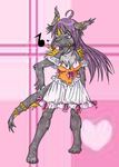  &lt;3 2008 anthro canine clothed clothing dialogue dress female fur grey_fur hair jewelry long_hair mammal purple_background purple_eyes purple_hair solo tigerlilylucky traditional_media_(artwork) wolf yellow_fur 