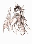  2008 anthro bikini bra claws clothed clothing dragon female fin hair monochrome nipple_bulge scales scalie simple_background skimpy solo swimsuit tigerlilylucky traditional_media_(artwork) underwear vook white_background wings 