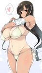  bikini breasts covered_nipples heart huge_breasts iwato_kasumi kamaboko_(ossann0125) long_hair nude one-piece_tan saki side-tie_bikini smile solo spoken_heart swimsuit tan tanline 