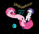  earth equine friendship_is_magic happy horse mammal my_little_pony outer_space pinkie_pie_(mlp) rarity_(mlp) star yelling 
