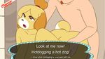  animal_crossing animated canine dog duo english_text female human isabelle_(animal_crossing) male male/female mammal nintendo papaya_(artist) sex text video_games 