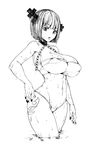  brandish_mew breasts chains fairy_tail large_breasts monochrome simple_background swimsuit the_golden_smurf wide_hips 
