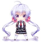  :&lt; ahoge bad_id bad_pixiv_id breasts chibi crossed_arms large_breasts long_hair lydian_academy_uniform misha345 necktie purple_eyes purple_hair school_uniform senki_zesshou_symphogear solo thighhighs twintails very_long_hair white_background white_legwear yukine_chris 