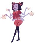  &lt;3 anthro arachnid arthropod black_hair clothing dress fangs female hair hair_bow muffet multi_limb multiple_eyes noseless oeilvert open_mouth smile solo spider tea_cup tea_pot undertale 