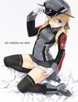  :p blonde_hair blue_eyes german gloves hat highres kantai_collection kazu long_hair panties panty_pull peaked_cap pleated_skirt prinz_eugen_(kantai_collection) skirt smile solo tongue tongue_out translated twintails underwear uniform white_panties 