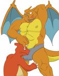  anthro bulge canson charizard charizardon charmeleon clothing dragon duo male male/male muscular nintendo nipples pok&eacute;mon scentplay simple_background tongue tongue_out underwear undewear_sniffing video_games white_background 