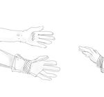  comic gentletiger gloves greyscale hands kaga_(kantai_collection) kantai_collection lowres monochrome multiple_girls outstretched_hand partly_fingerless_gloves simple_background white_background yugake zuikaku_(kantai_collection) 