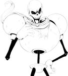  armor black_and_white bone clothing gloves hand_on_hip male monochrome open_mouth papyrus_(undertale) realistic skeleton solo tongue undertale vhsdaii 