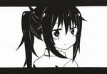  from_behind greyscale himouto!_umaru-chan letterboxed long_hair looking_at_viewer looking_back monochrome motoba_kirie ponytail portrait simple_background solo white_background yuun_(yuun000) 