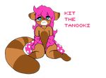  anthro blaketheflareon blue_eyes blush cute girly hair kit_the_tanooki looking_at_viewer male pink_hair shy tanooki 