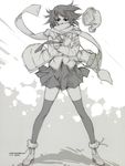  absurdres bag bakemonogatari black_legwear coat gloves gunbuster_pose handbag hat highres koimonogatari looking_at_viewer monochrome monogatari_(series) official_art pleated_skirt pose scarf school_uniform senjougahara_hitagi short_hair sketch skirt snow solo thighhighs watanabe_akio wind zettai_ryouiki 