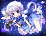  :o anko_(gochiusa) blue_eyes blue_hair blush bow brooch bunny gloves gochuumon_wa_usagi_desu_ka? hair_ornament hairclip jewelry kafuu_chino long_hair looking_at_viewer low_twintails magical_girl open_mouth pantyhose puffy_sleeves sasai_saji sitting spoon star tippy_(gochiusa) twintails white_legwear wild_geese x_hair_ornament 