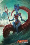  absurd_res anthro bident female fish hi_res jason_chan kiora magic_the_gathering marine merfolk official_art planeswalker sea tentacles water wave weapon wide_hips 