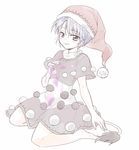  barefoot doremy_sweet dream_soul dress hat looking_at_viewer multicolored multicolored_clothes multicolored_dress nibi nightcap short_sleeves sitting smile solo touhou wariza 