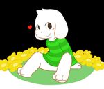  &lt;3 2015 asriel_dreemurr blush bottomless caprine clothed clothing flower fur goat half-dressed male mammal monster oob paws plant smile solo undertale white_fur young 