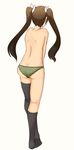  arched_back arched_soles ass asymmetrical_legwear back black_legwear brown_hair butt_crack crossed_legs dimples_of_venus from_behind full_body green_panties hidden_face kantai_collection kneehighs kneepits leaning_forward legs long_hair looking_away lowleg lowleg_panties nape no_shoes panties shoulder_blades single_kneehigh single_thighhigh solo thighhighs tone_(kantai_collection) topless twintails underwear underwear_only watson_cross white_background yancon 