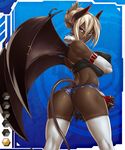  ass back bare_shoulders bat_wings breasts card_(medium) dark_skin demon_girl female futanari horns hot_pants huge_ass huge_breasts kuroki_succubus legs looking_at_viewer looking_back mikoyan nail_polish nipples pointy_ears red_eyes succubus tail taimanin_asagi taimanin_asagi_battle_arena tongue tongue_out white_hair white_legwear wings 