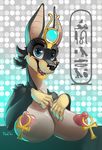  2015 anthro anubian_jackal areola big_breasts breasts canine don_ko erect_nipples female jackal looking_at_viewer mammal nipple_piercing nipples piercing smile solo 