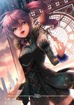  city clock clock_tower detached_sleeves dress final_fantasy final_fantasy_xiii gothic_lolita lightning_returns:_final_fantasy_xiii lipstick lolita_fashion lumina_(ffxiii) makeup parted_lips pink_hair side_ponytail solo time_(artist) tower 