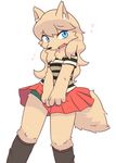  bblush blue_eyes blush boots dog furry long_hair open_mouth stocking 