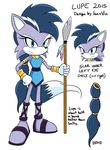  archie_comics blue_eyes braided_hair canine clothing footwear gloves hair lupe mammal melee_weapon mohawk official_art polearm sandals scar sonic_(series) spear unknown_artist weapon wolf 
