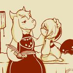  2015 ambiguous_gender bed book caprine child clothing duo eyes_closed female goat hair horn human lamp larger_female long_ears mammal monster mother parent plushie protagonist_(undertale) robe size_difference smile theminisculemakahiya_(artist) toriel undertale young 