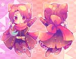  animal_ears armor cat_ears cat_paws cat_tail catboy charm_(object) chibi earrings japanese_armor jewelry kashuu_kiyomitsu komusun kote long_hair male_focus mole mole_under_mouth open_mouth paws ponytail red_scarf scarf solo tail touken_ranbu 