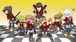  angry asmodeus beelzebub belphegor blood chibi eating food heart k.m leviathan_(umineko) lucifer mammon multiple_girls necktie pink_neckwear satan stakes_of_purgatory thighhighs umineko_no_naku_koro_ni 