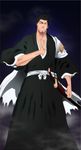  black_hair bleach facial_hair japanese_clothes katana kurosaki_isshin male_focus sheath sheathed solo stubble sword weapon 