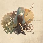  bad_id bad_pixiv_id bass_guitar blue_eyes blue_hair clock_lock_works_(vocaloid) gears hatsune_miku instrument long_hair meiko_ak skirt smile solo thighhighs twintails vocaloid zettai_ryouiki 