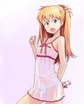  :o blue_eyes bowieknife brown_hair covered_navel digital_media_player earphones ipod lingerie long_hair negligee neon_genesis_evangelion open_mouth panties product_placement purple_background see-through single_earphone_removed solo souryuu_asuka_langley underwear 