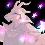  &lt;3 asriel_dreemurr black_background black_sclera caprine clothing fur goat horn kersenwiek_(artist) long_ears male mammal monster necklace robe simple_background smile solo star undertale white_fur 