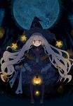  bad_id bad_pixiv_id blue_eyes blush full_moon hat lantern long_hair looking_at_viewer moon open_mouth original silver_hair solo twintails very_long_hair witch witch_hat yamadori_yoshitomo 