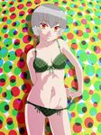  1girl bikini breasts gatchaman gatchaman_crowds grey_hair itou_nobuhiro misudachi_tsubasa orange_eyes short_hair swimsuit 