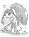  &lt;3 female fernando_faria looking_at_viewer mawile monochrome nintendo pok&eacute;mon solo video_games 