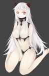  1girl airfield_hime horns kantai_collection looking_at_viewer red_eyes shinkaisei-kan simple_background solo tagme very_long_hair white_hair white_skin 