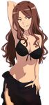  bikini black_bikini breasts brown_eyes brown_hair cleavage extraction highres long_hair looking_at_viewer medium_breasts mugino_shizuri navel smile solo swimsuit to_aru_kagaku_no_railgun to_aru_majutsu_no_index transparent_background vector_trace 