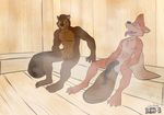  anatomically_correct anthro balls bat beaver big_balls big_penis brown_fur buckteeth duo exhibitionism eyes_closed fangs father flaccid fur grey_eyes hybrid lucas_buck male mammal nipples nude parent penis public red-9 rodent sauna scar shura_buck son spread_legs spreading steam teeth tongue tongue_out vent voyeur webbed_feet wings 